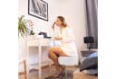 relaxdays Fellhocker Weiß-Gold Kunstfell Sitzhocker Schminktischhocker Bild 1