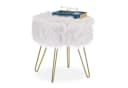 relaxdays Fellhocker Weiß-Gold Kunstfell Sitzhocker Schminktischhocker Bild 2