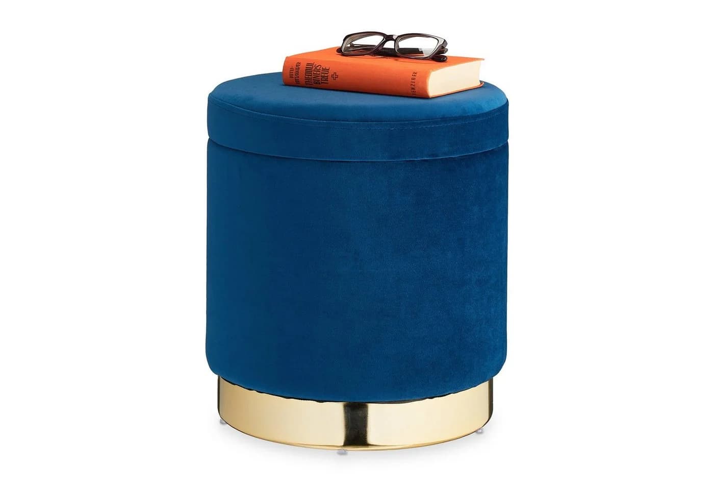 relaxdays Sitzhocker Samthocker mit Stauraum Blau - Bild 2