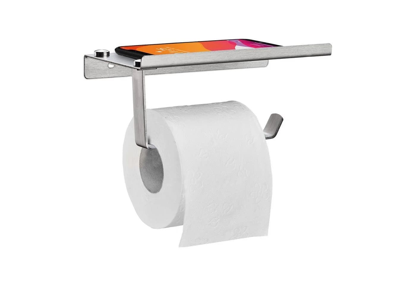 relaxdays Toilettenpapierhalter mit Ablage Silber - Bild 2