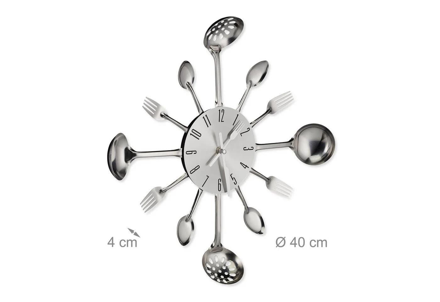 relaxdays Wanduhr Besteck Silber - Originelle Küchenuhr mit Gabel und Messer - Bild 4