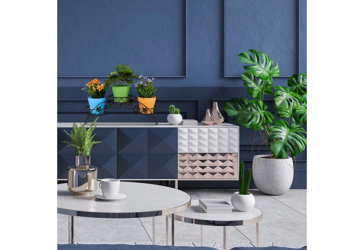 relaxdays Blumenständer Blumentreppe Schwarz Vintage 3 Ebenen