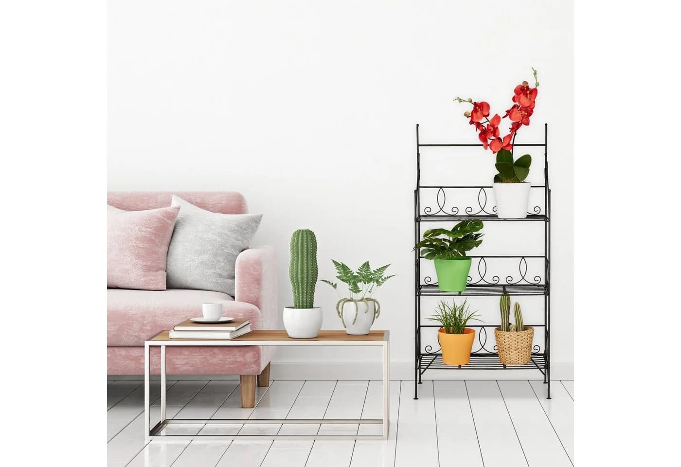 RELAXDAYS Blumenständer Metall Klappbar Schwarz