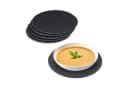 relaxdays Servierplatte Schieferplatte 6er Set rund grau Bild 2