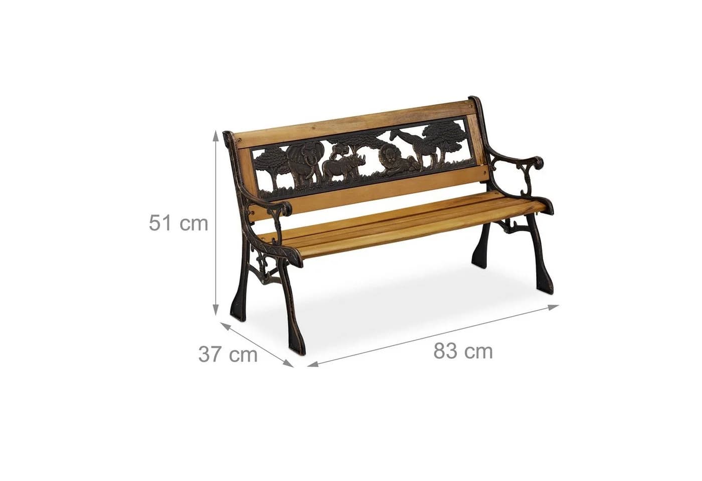 relaxdays Kinder Gartenbank mit Tier-Motiv Natur - Bild 4