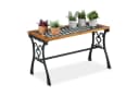 relaxdays Gartentisch rechteckig Shabby-Chic Rautenmuster Gusseisen Holz Bild 2