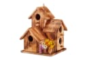 relaxdays Vogelnistkasten 3 Häuser gebranntes Holz braun Bild 2