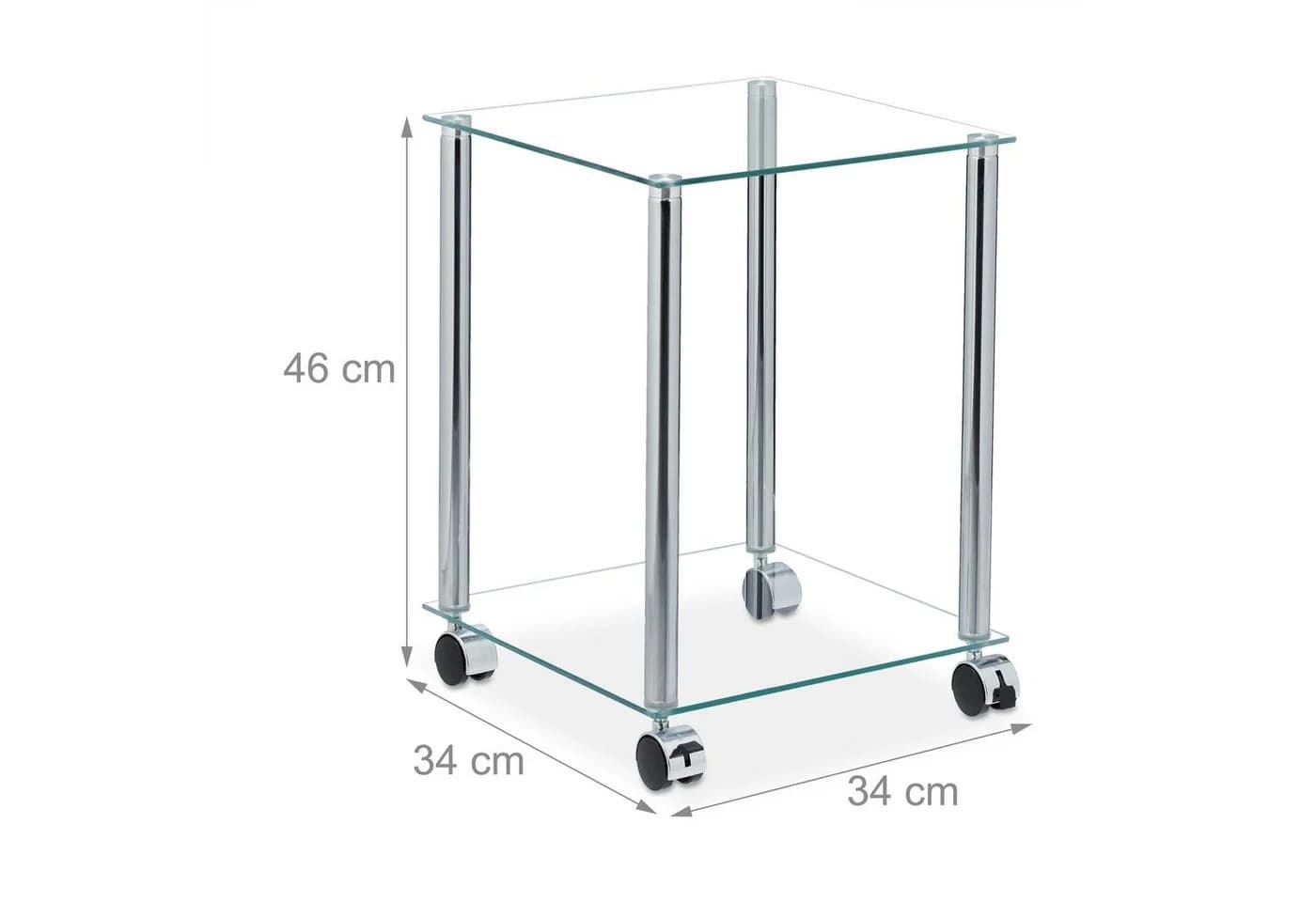 relaxdays Beistelltisch Glas mit Rollen Silber Transparent - Bild 4