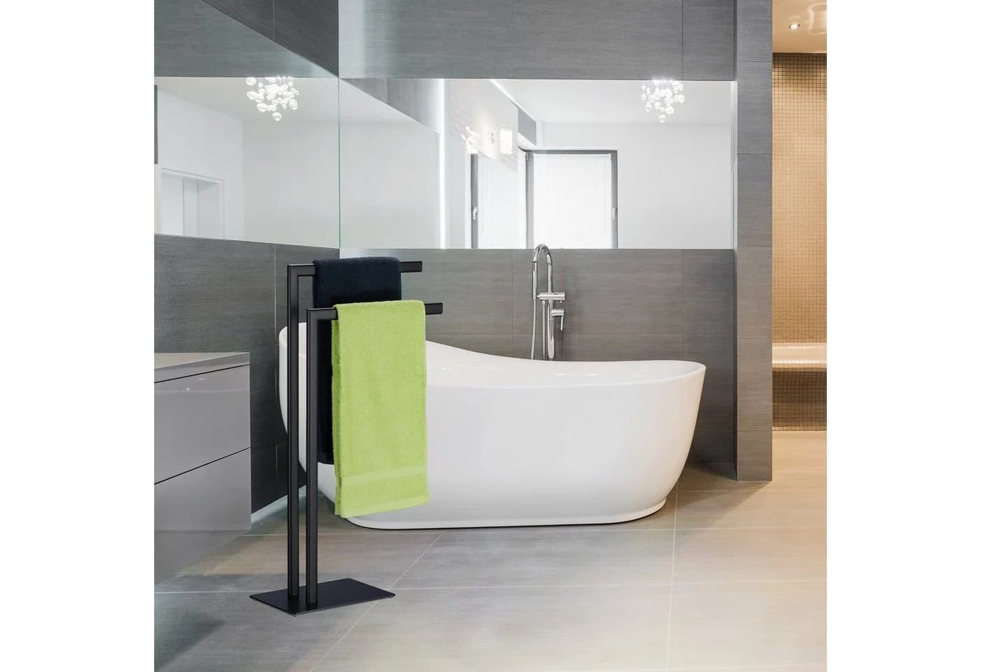 relaxdays Handtuchständer Schwarz Freistehend Stahl - Bild 5