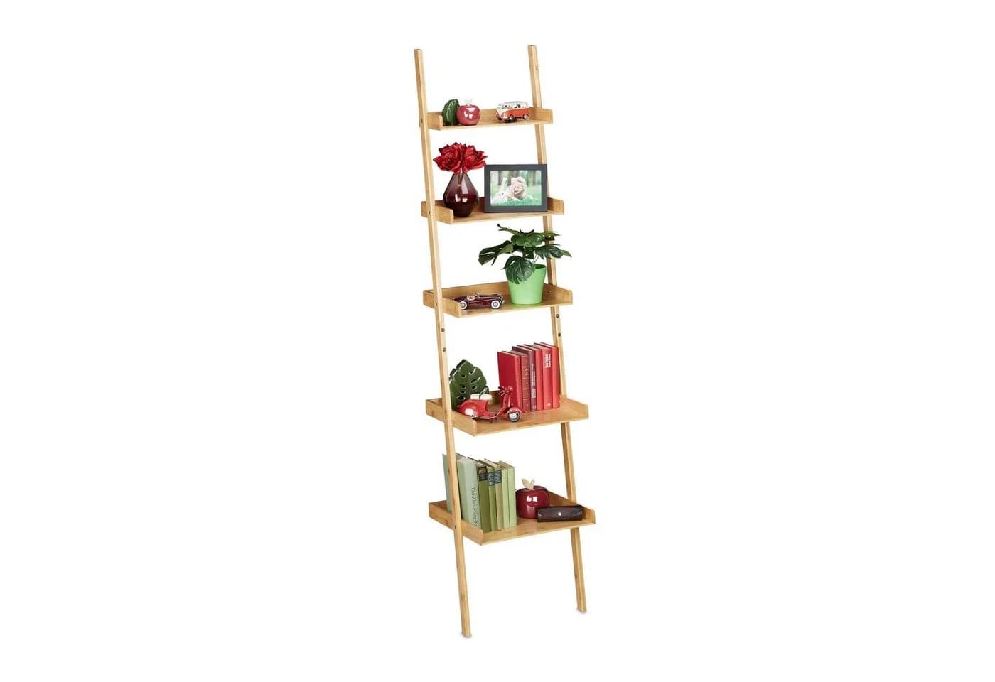 relaxdays Leiterregal Bambus 5-stufig Natur - Bild 2