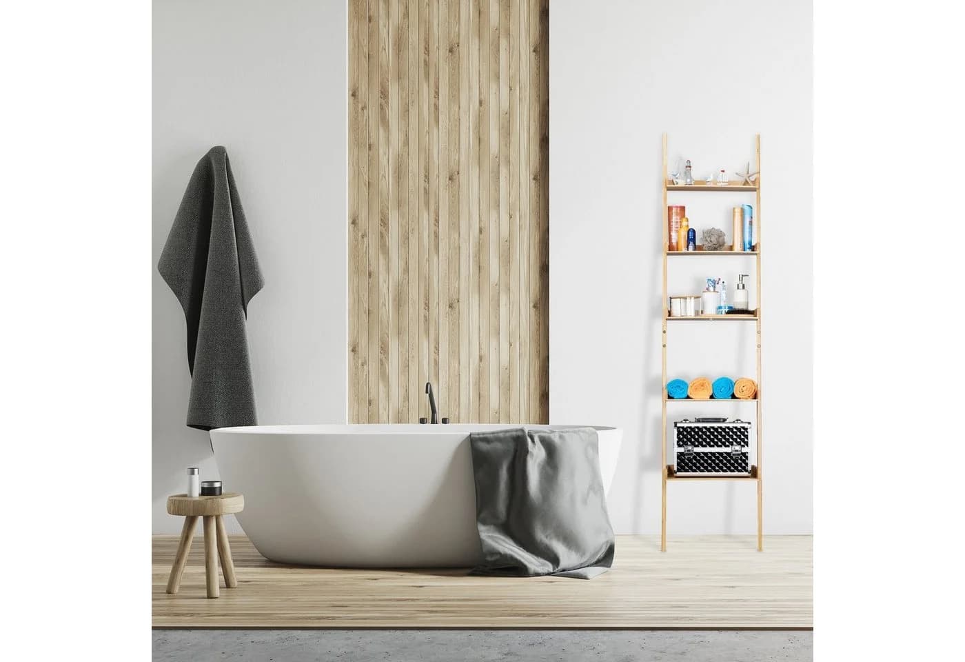 relaxdays Leiterregal Bambus 5-stufig Natur - Bild 5