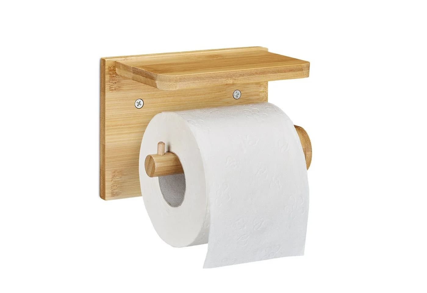 relaxdays Toilettenpapierhalter mit Ablage aus Bambus - Bild 2
