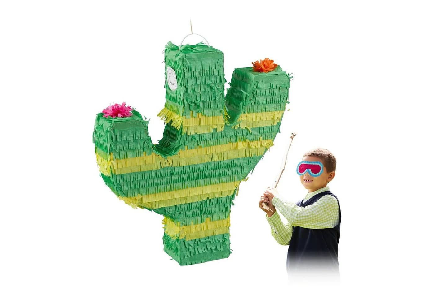 relaxdays Pinata Kaktus Grün/Gelb Partydeko - Bild 2