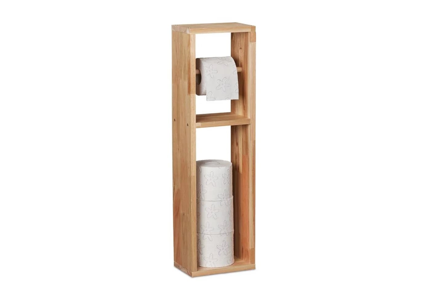 relaxdays Toilettenpapierhalter aus Walnussholz mit Ersatzrollenhalter - Bild 2