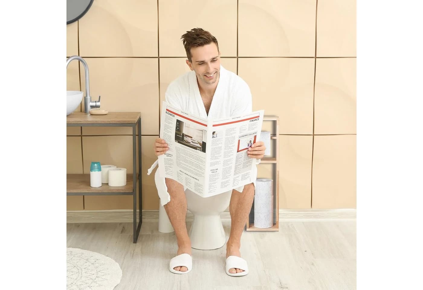 relaxdays Toilettenpapierhalter aus Walnussholz mit Ersatzrollenhalter - Bild 3