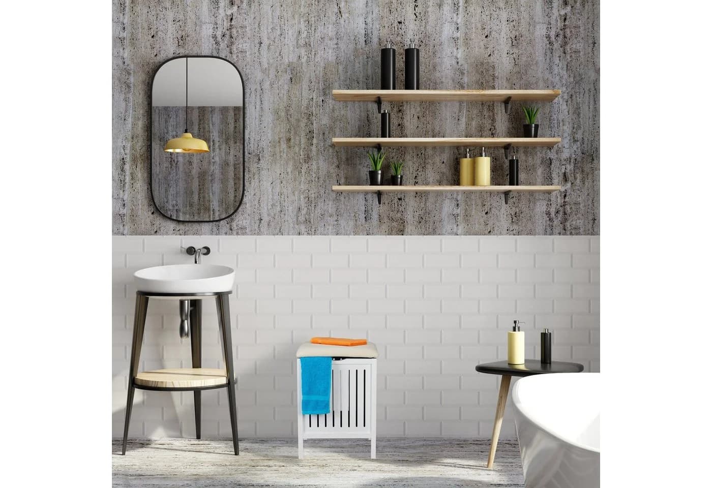 relaxdays Wäschekorb mit Sitz Weiß Landhausstil