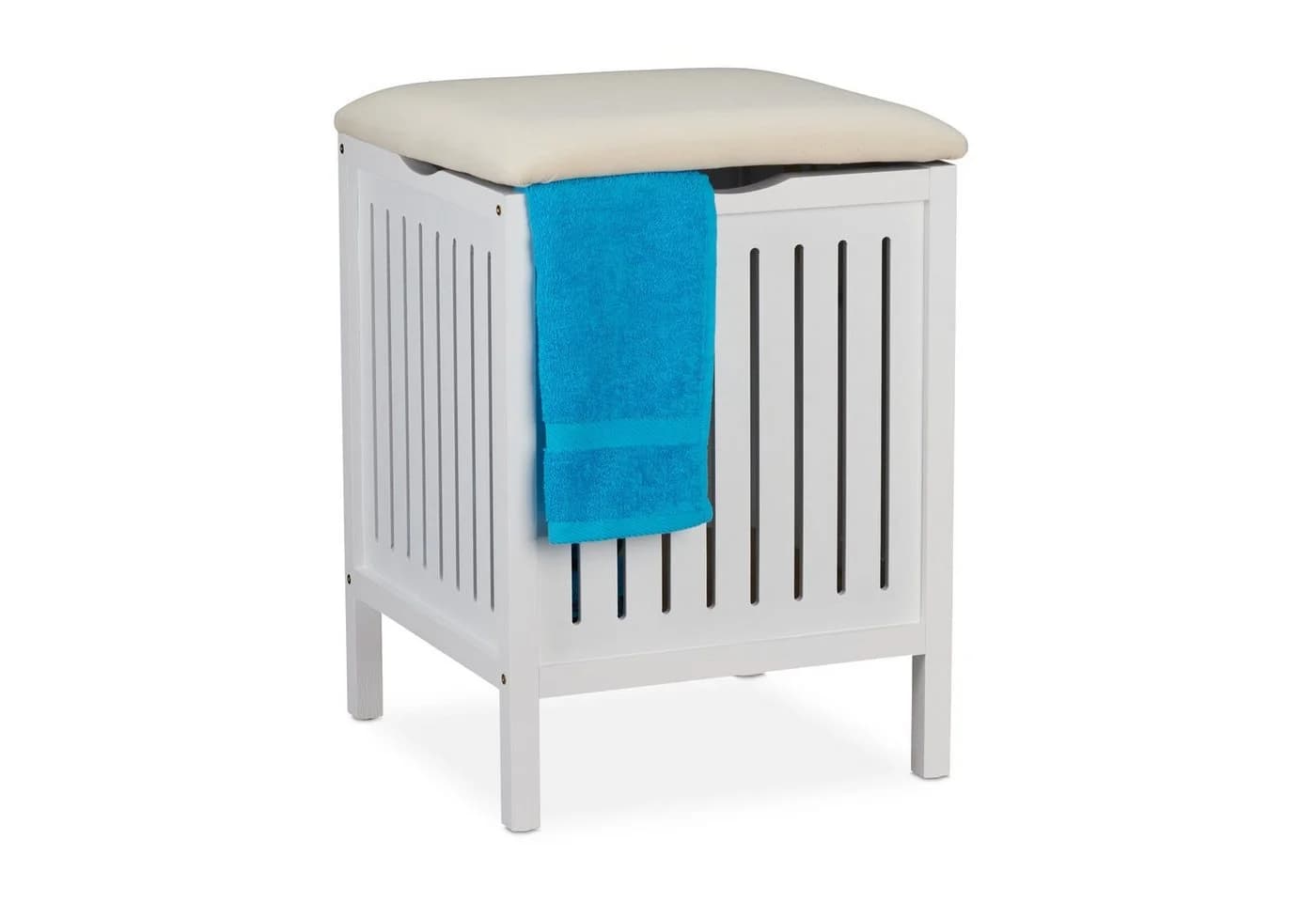 relaxdays Wäschekorb mit Sitz Weiß Landhausstil - Bild 2