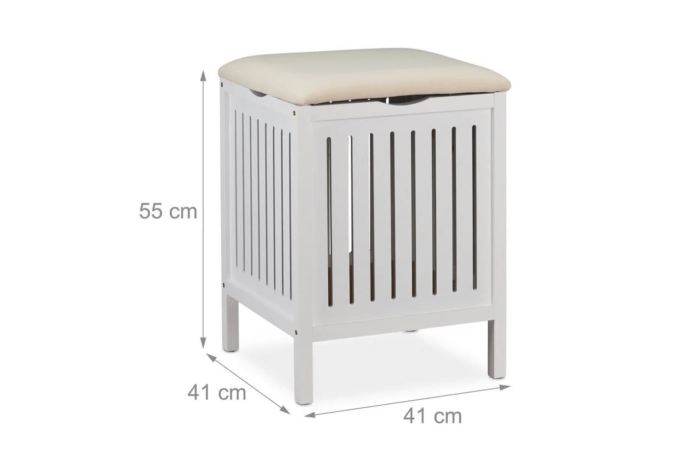 relaxdays Wäschekorb mit Sitz Weiß Landhausstil - Bild 4