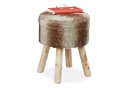 relaxdays Fellhocker rund Brau Grau Kunstfell Sitzhocker Bild 2