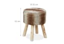relaxdays Fellhocker rund Brau Grau Kunstfell Sitzhocker Bild 4