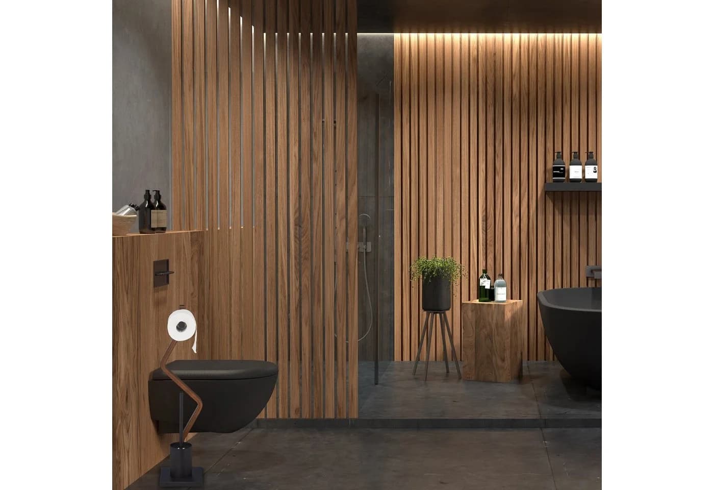 relaxdays WC Garnitur Schwarz Standmodell mit Holz-Optik - Bild 3