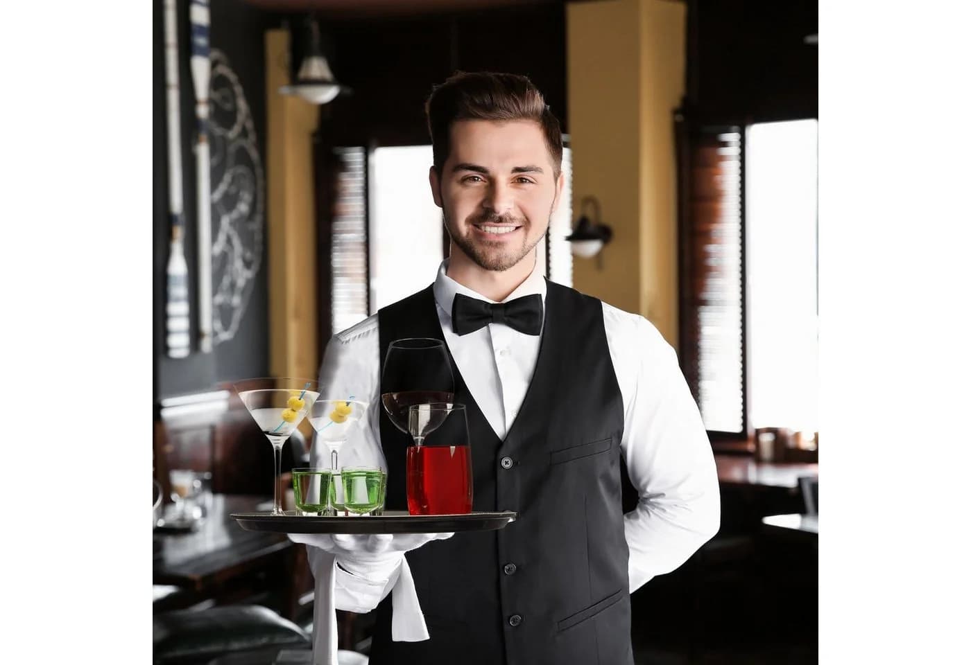 relaxdays Servierbrett 2x Gastro Tablett rund Schwarz Kunststoff
