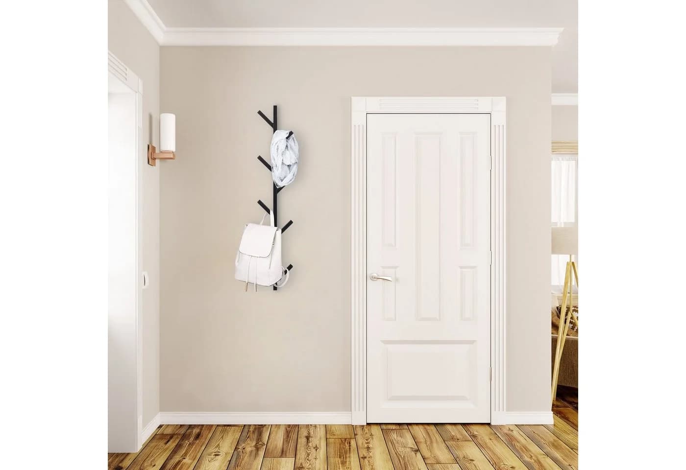 relaxdays Wandgarderobe mit 8 Haken Schwarz Stahl