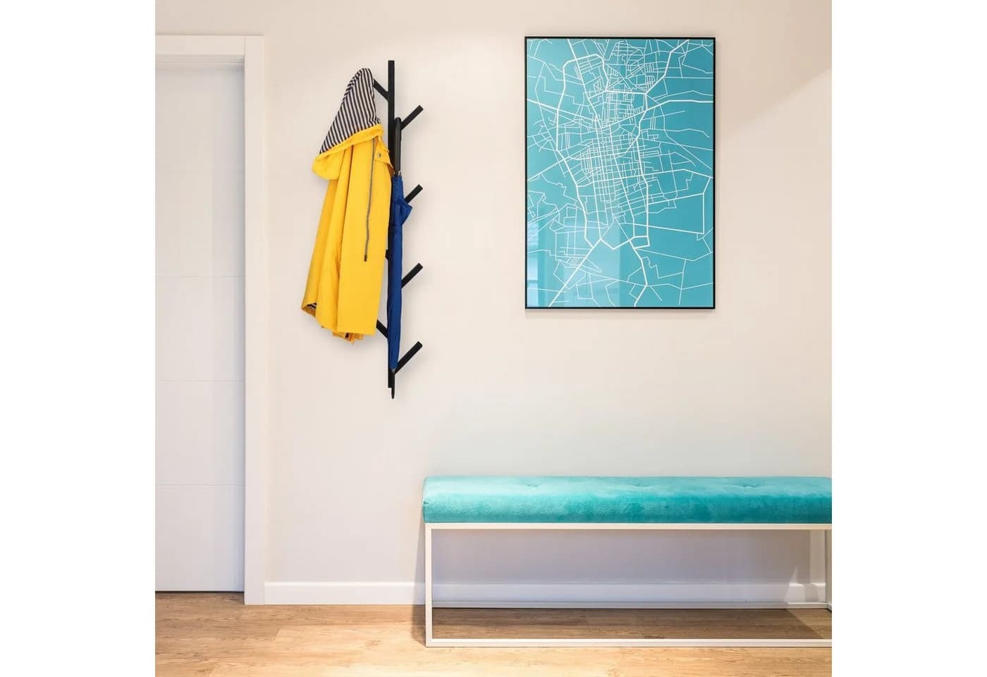 relaxdays Wandgarderobe mit 8 Haken Schwarz Stahl - Bild 5