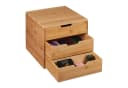 relaxdays Schreibtisch Organizer 3 Schubladen Bambus Braun Bild 2