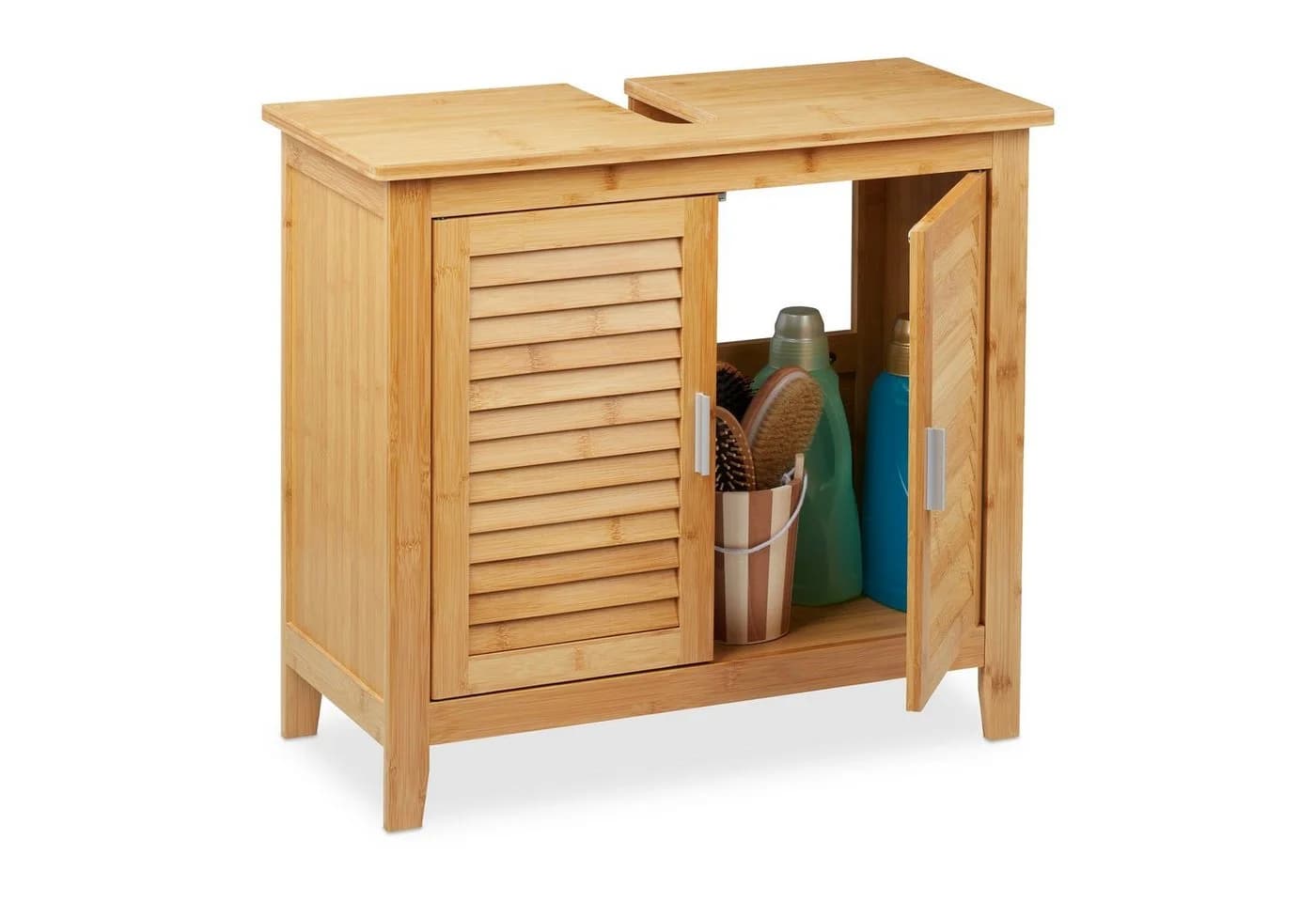 relaxdays Waschbeckenunterschrank Bambus Natur - Bild 2