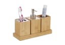 relaxdays Badezimmer-Set Bambus Silber Badaccessoires Bild 2