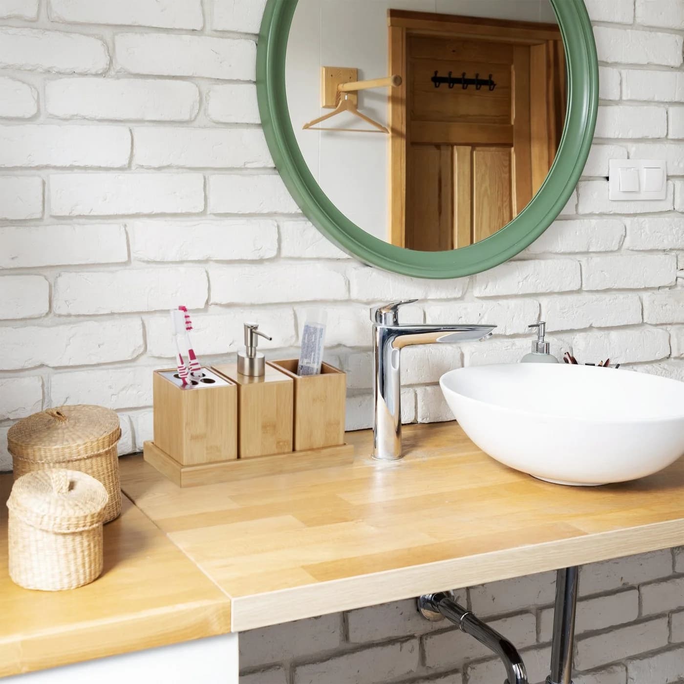 relaxdays Badezimmer-Set Bambus Silber Badaccessoires - Bild 5