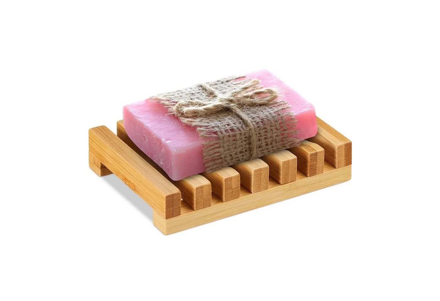 relaxdays Seifenschale Bambus Gitter Design Natur - Bild 2