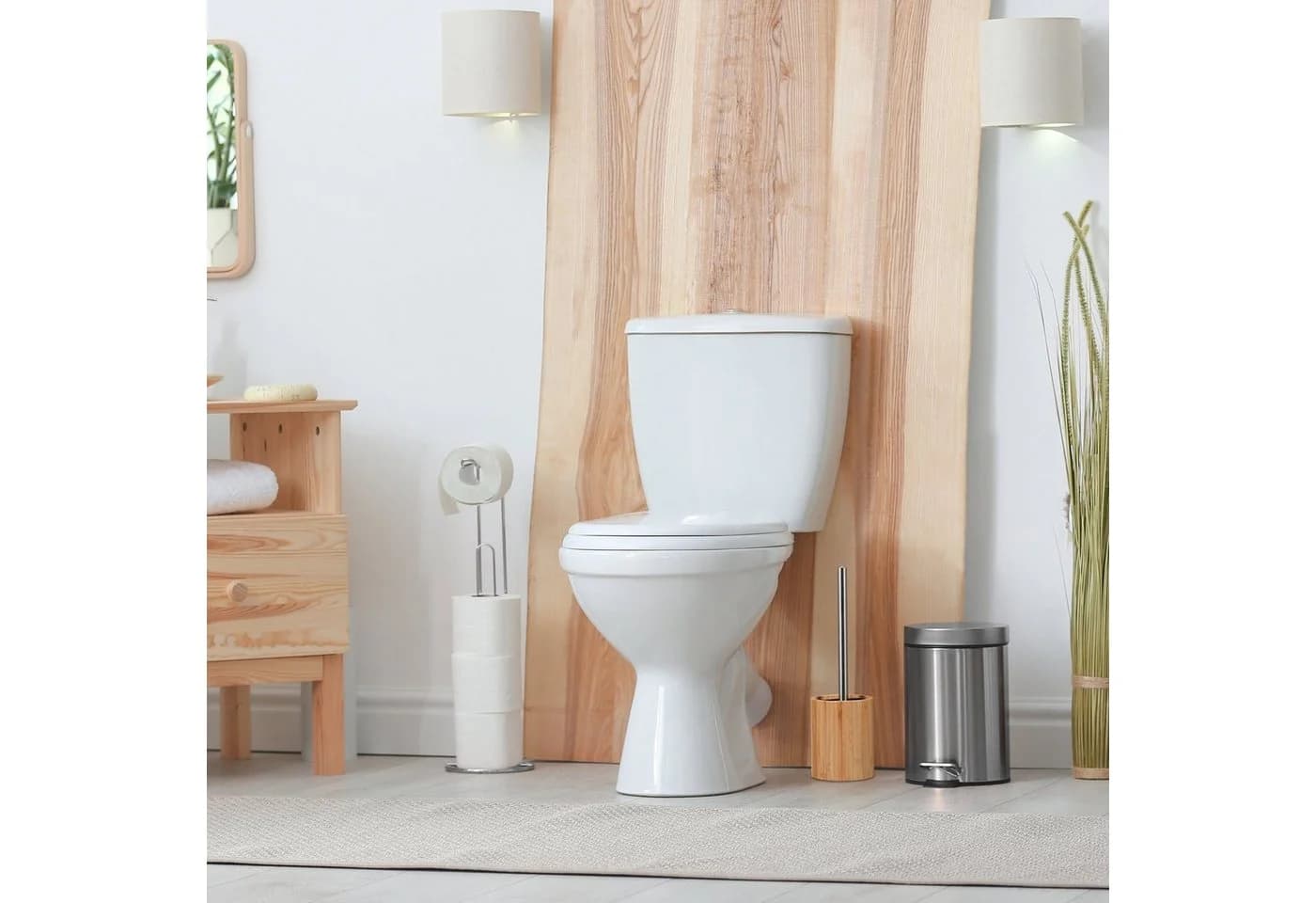 relaxdays Toilettenbürste mit Bambus-Halter Silikon Schwarz/Silber/Natur - Bild 5