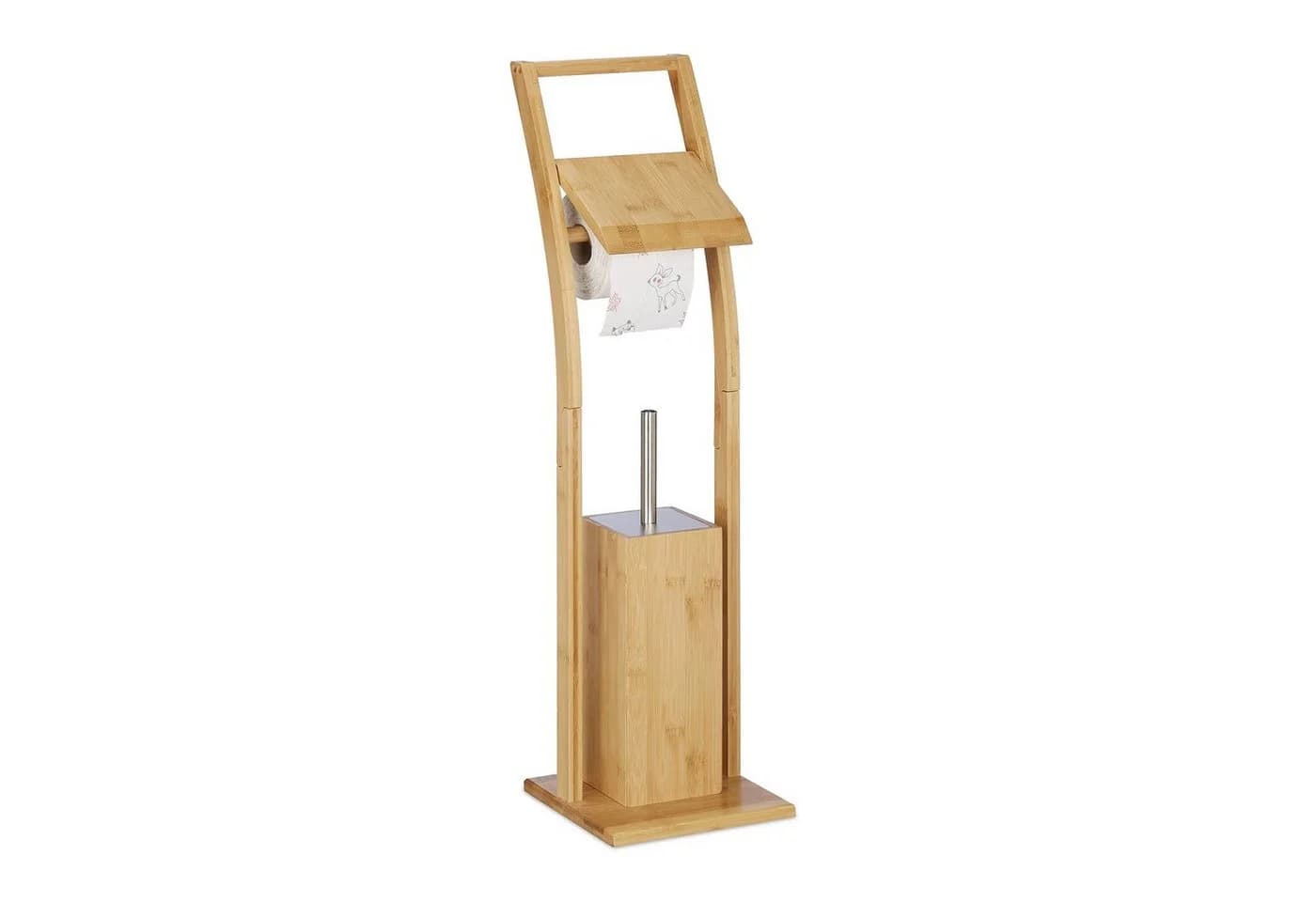 RELAXDAYS Toilettenpapierhalter WC Garnitur Bambus Silber - Bild 2
