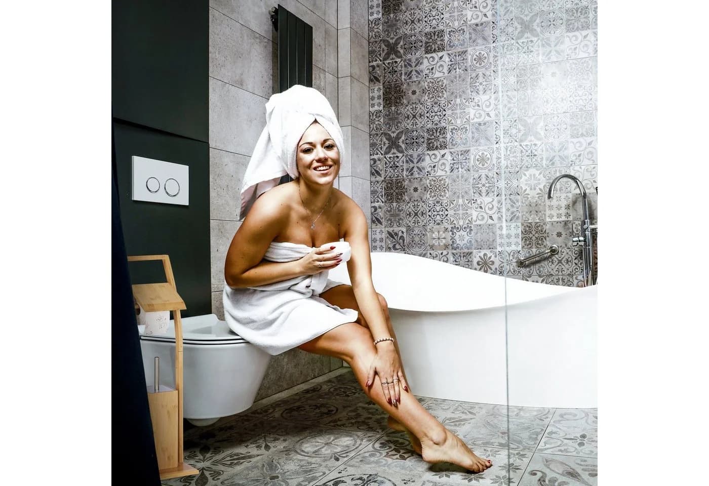 RELAXDAYS Toilettenpapierhalter WC Garnitur Bambus Silber - Bild 3