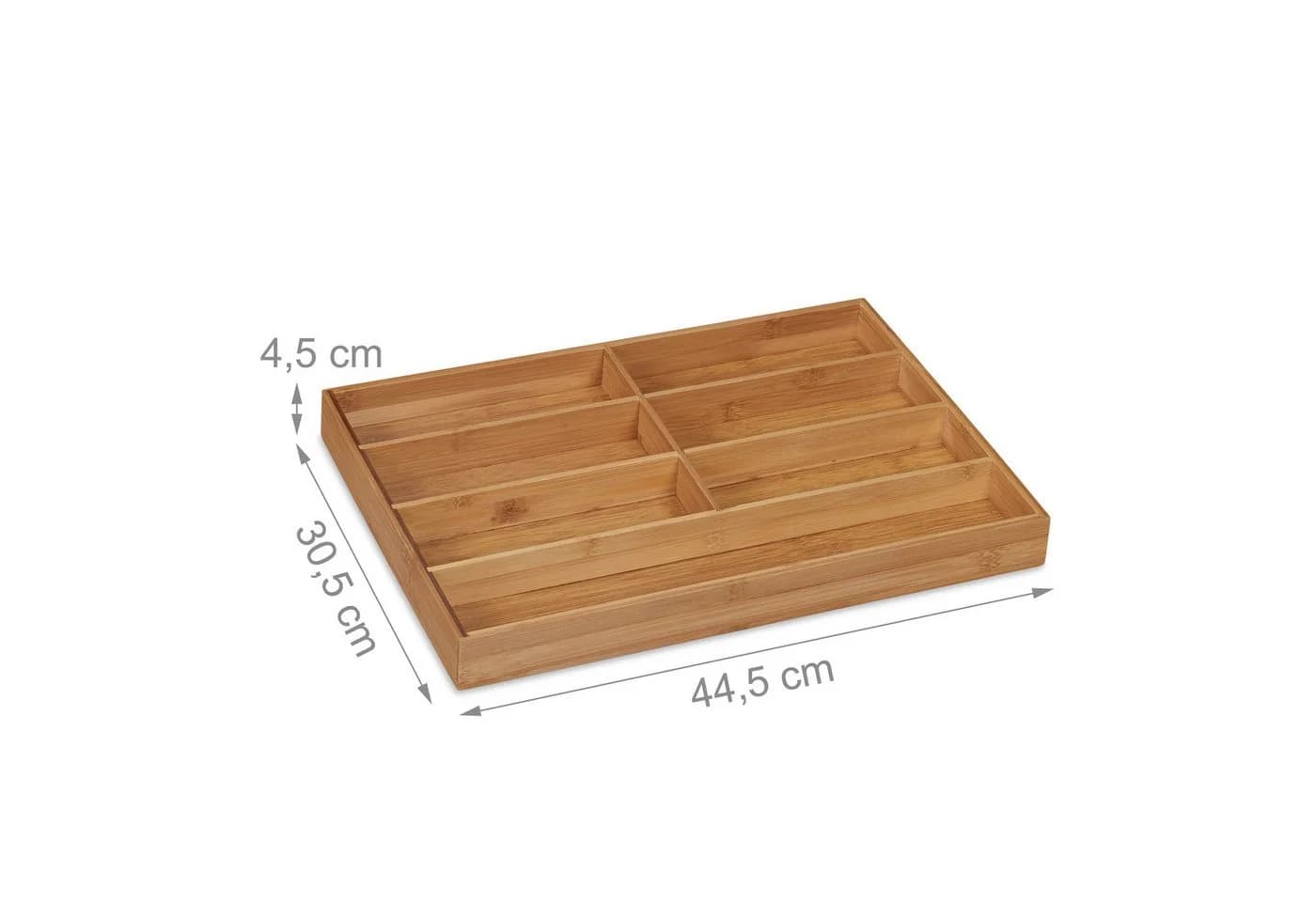 relaxdays Besteckkasten Bambus 7 Fächer Natur