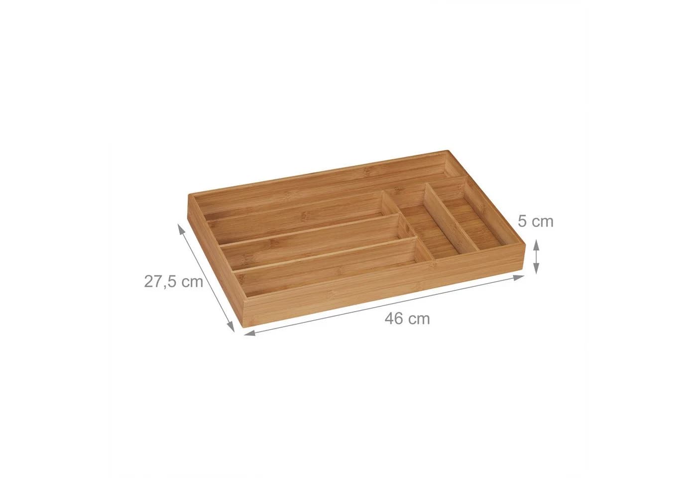 relaxdays Besteckkasten Bambus 6 Fächer Natur