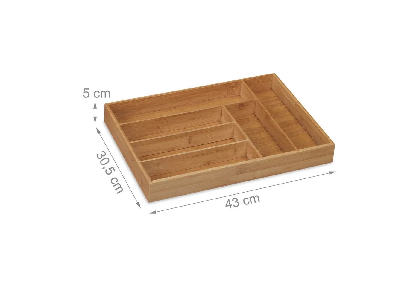 relaxdays Besteckkasten Bambus 6 Fächer Natur