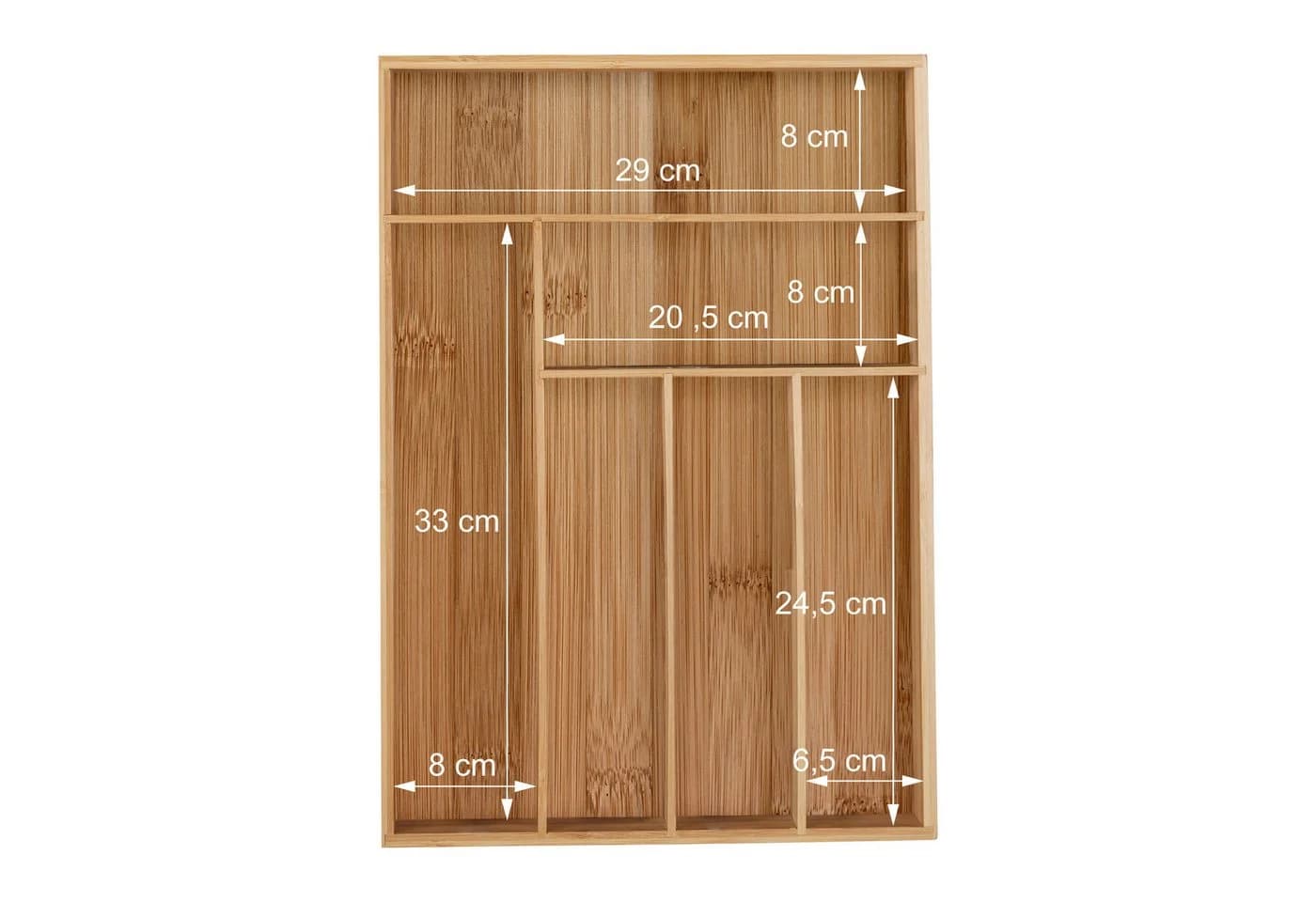 relaxdays Besteckkasten Bambus 6 Fächer Natur - Bild 5
