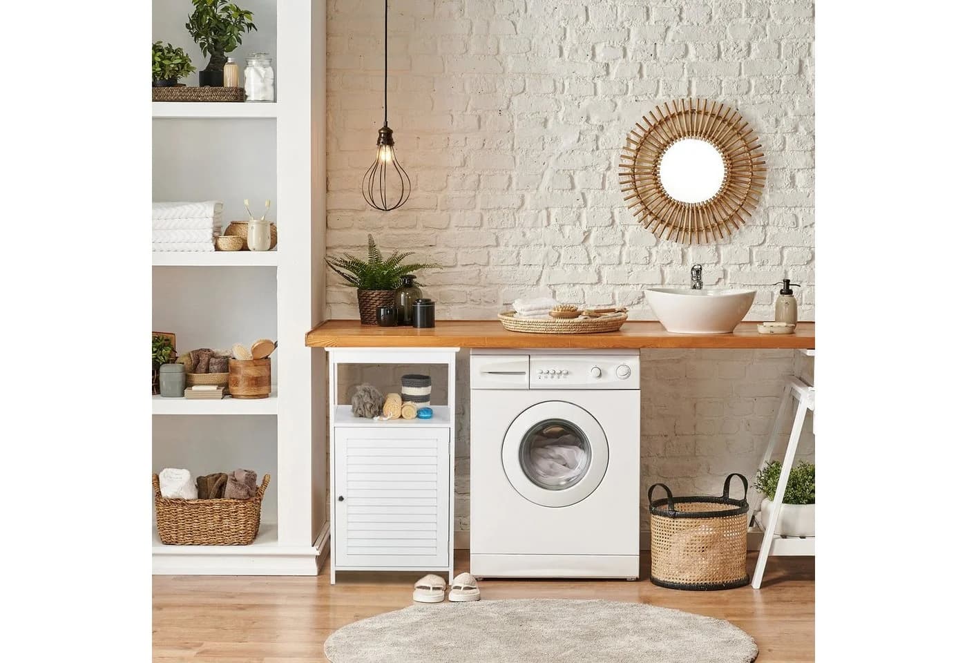relaxdays Badschrank 3 Fächer Weiß - Bild 1
