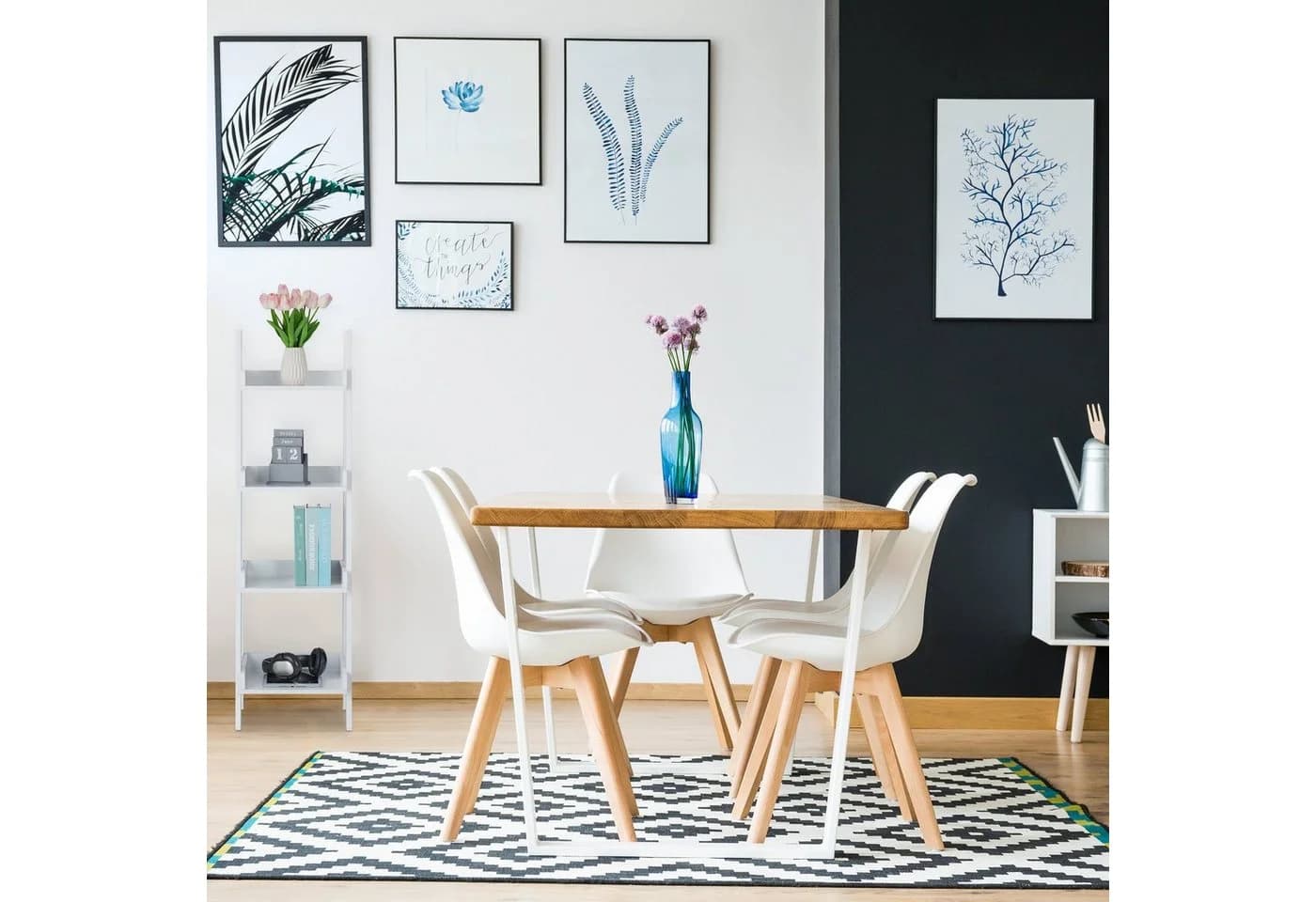 relaxdays Standregal weiß 4 Ebene Leiter Design MDF - Bild 5
