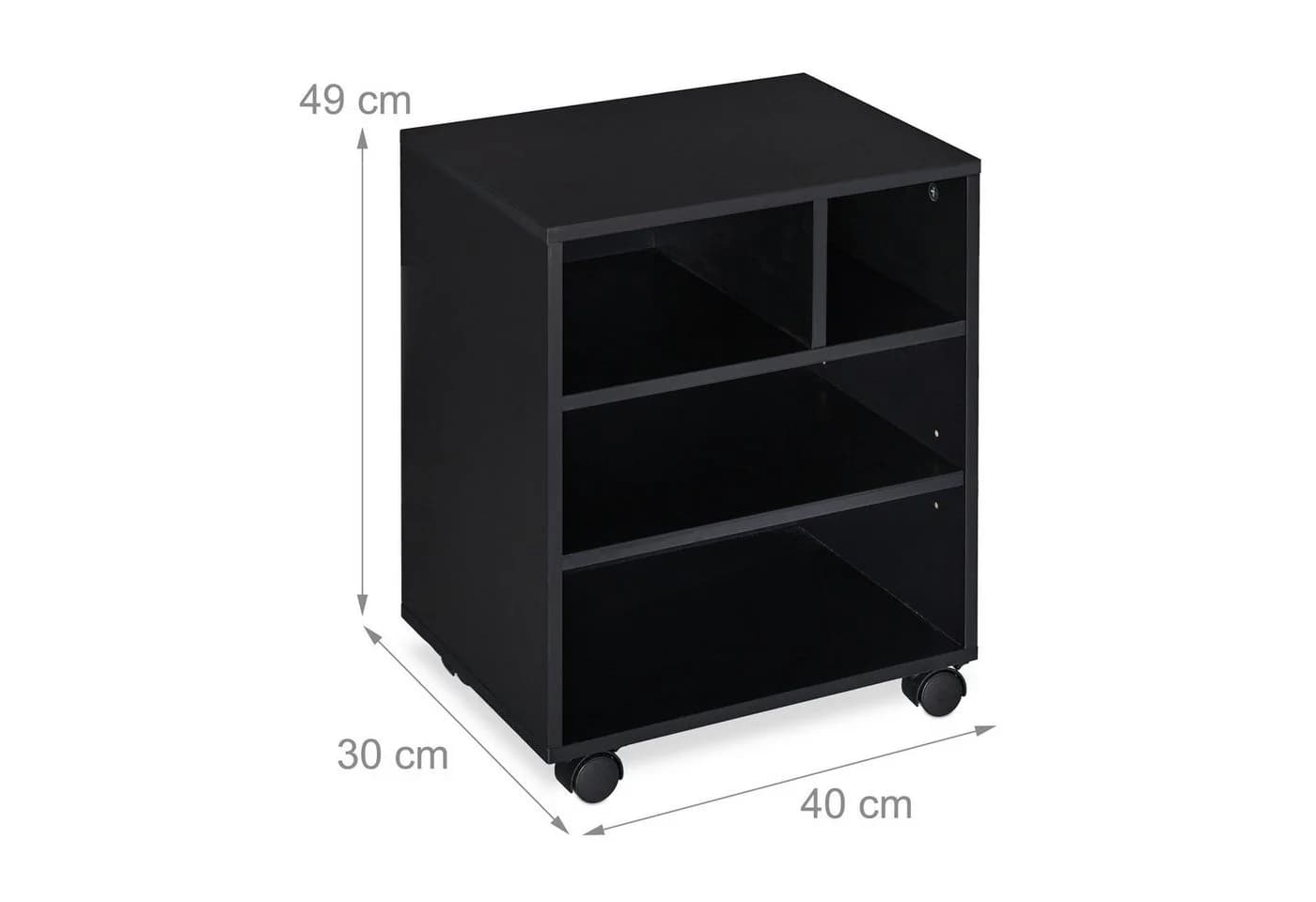 RELAXDAYS Rollcontainer Schwarz mit 4 Fächern und Rollen - Bild 4