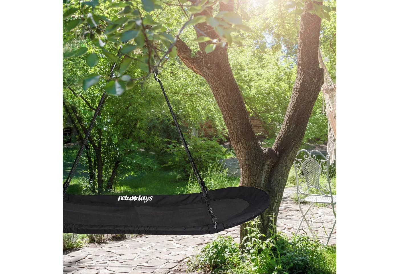 relaxdays Nestschaukel XXL Schwarz - Verstellbare Seilhöhe - Bild 3