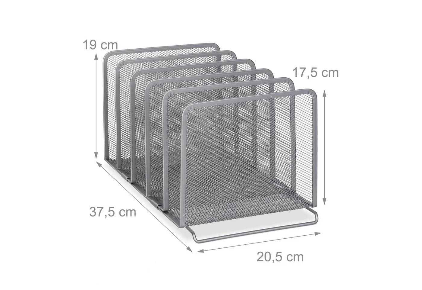 relaxdays Zeitungsständer Katalogsammler 5 Fächer Stahl Silber Mesh Design - Bild 4
