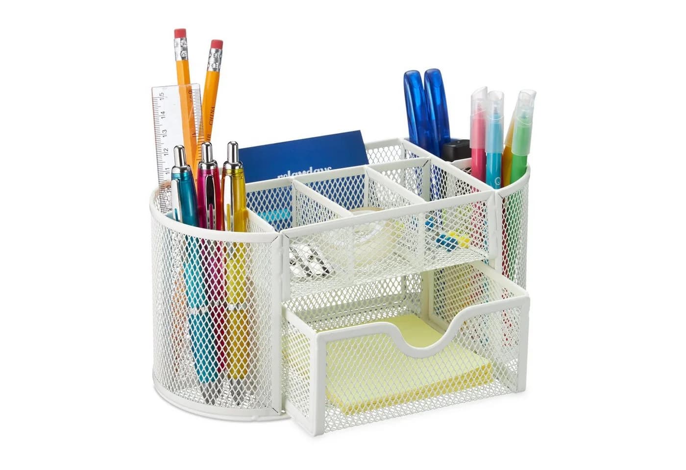 relaxdays Schreibtisch Organizer Stiftehalter Weiß Stahl Mesh Design - Bild 2