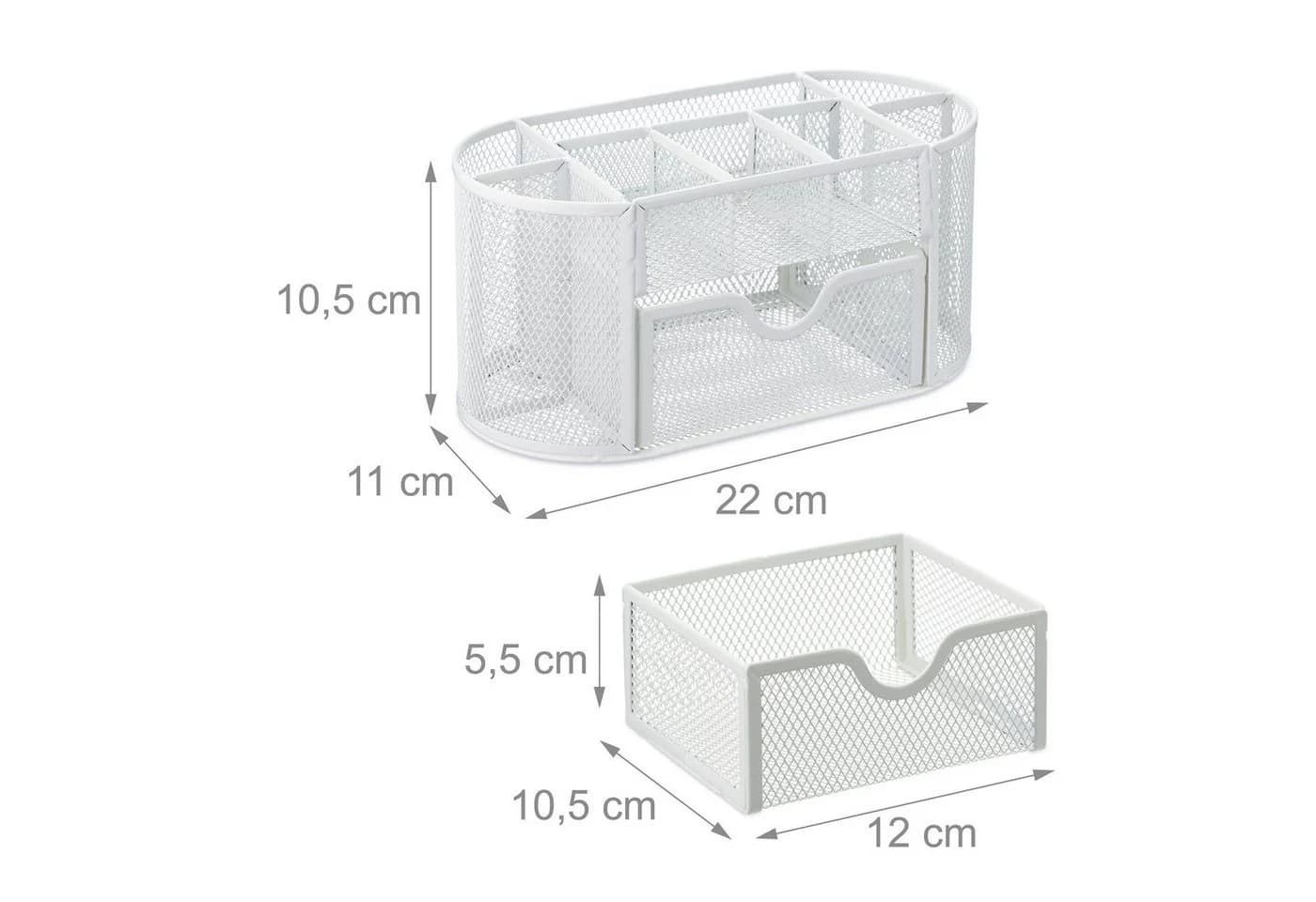 relaxdays Schreibtisch Organizer Stiftehalter Weiß Stahl Mesh Design - Bild 4