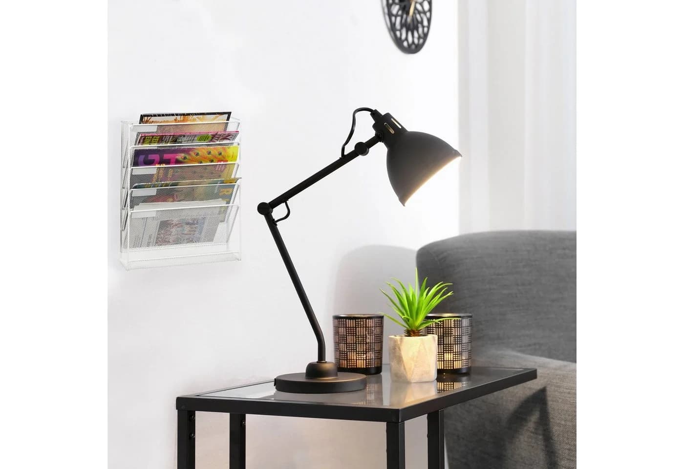relaxdays Zeitungsständer Wand Weiß 5 Fächer Stahl Modern - Bild 5
