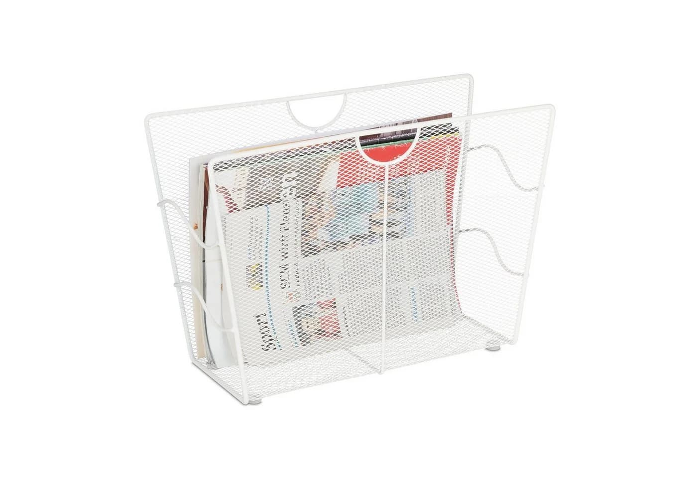 relaxdays Zeitungsständer Metall Weiß Gitter-Design - Bild 2