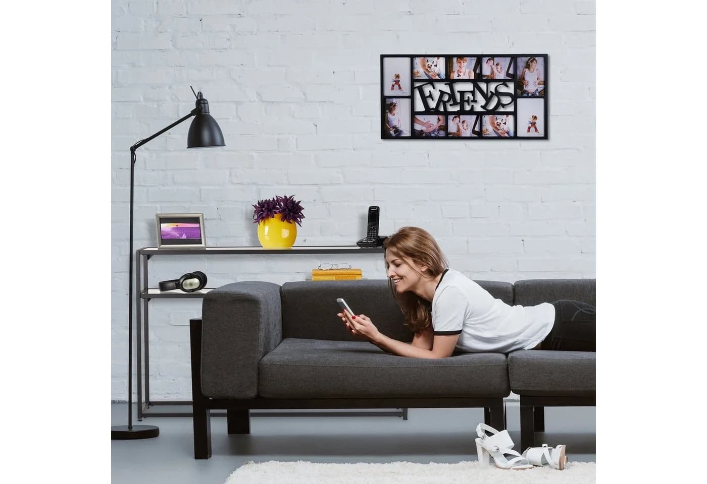 relaxdays Konsolentisch mit Glasplatte Schwarz Modern - Bild 3